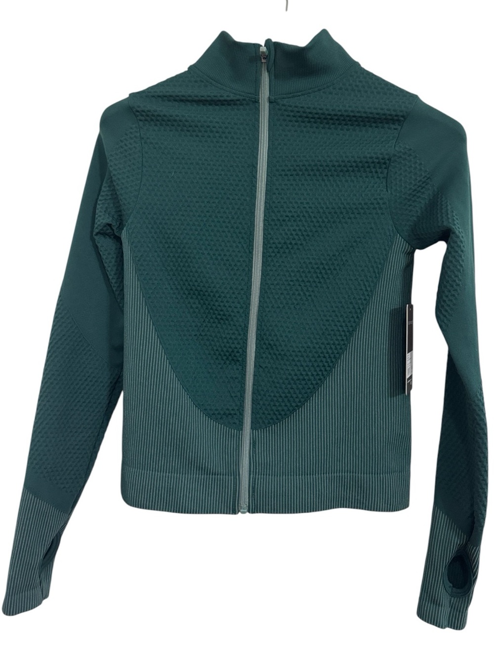 90 Degree by Reflex Seamless Zip-Front Athletic Jacket in green forest size M